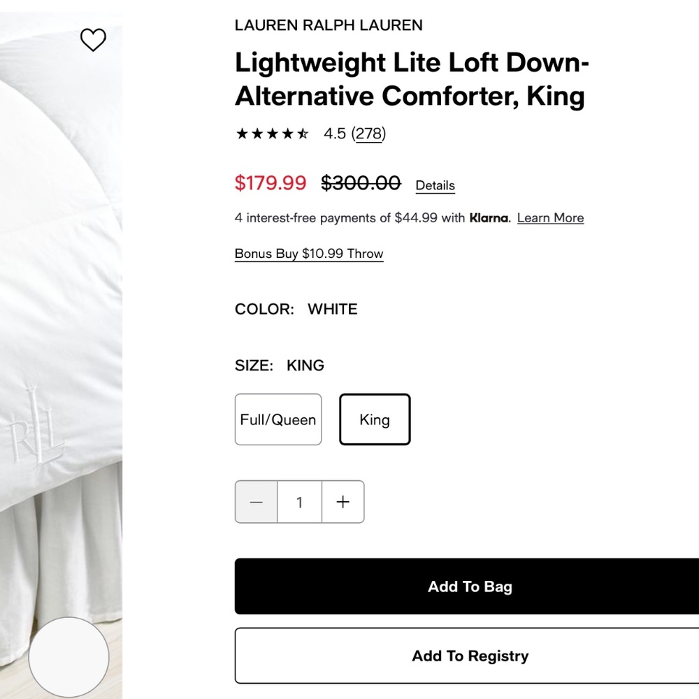 Lightweight Lite Loft Down-Alternative Comforter, King